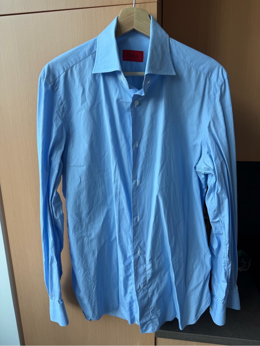 Isaia Napoli Light Blue Men's Dress Shirt size 15.5/39 made in Italy